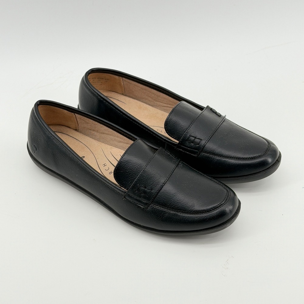 Life Stride Black Slip-On Leather Loafers